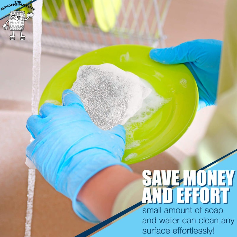 SmokEase SPONGENATOR Kitchen Scrubbing Sponges - Heavy Duty Non-Scratch Scrubbing Cleaner Sponges in 2 Colors - Multi-Surface Non-Metal Dish Scouring Scrubbers for Fast Cleaning (Gold & Silver, 6) - Image 5